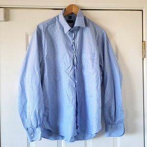 Barneys New York Size XL fitted. plaid mens shirt.